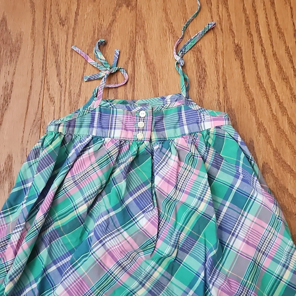 Ralph Lauren Plaid Pastel Ruffle Dress Size Girls 18 Months
